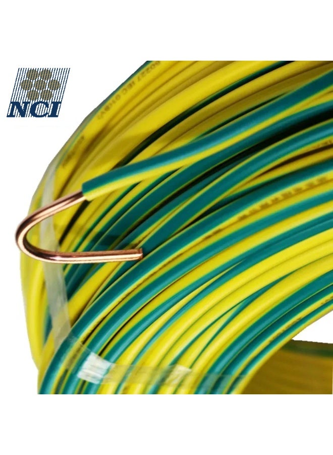 NCI كابل NCI مقاس 6 مم × قلب واحد (سلك مفرد) مع عزل PVC - نحاس CU/PVC بقدرة 750 فولت (H07V-R)، سلك بناء موصل نحاسي، طول 92 متر (100 ياردة) - لون أصفر/أخضر - الإمارات العربية المتحدة - Image 3