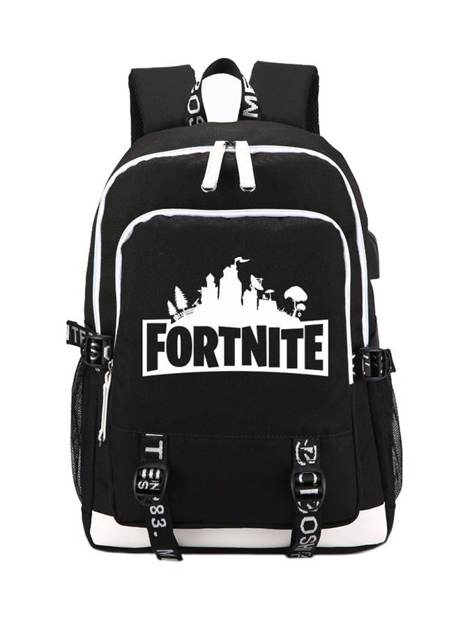 Fortnite Backpack with USB Charging Port & Headphone Jack – School Laptop Bag with USB Cable, Durable Travel Rucksack for Boys, Girls & Teens - Image 1