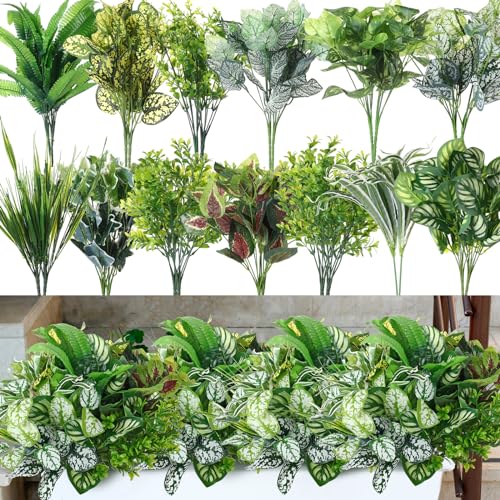 Cindeer 24 Pcs Artificial Flowers Planters for Outdoors, UV Resistant Faux Fake Greenery Plastic Plants Outdoor Indoor for Spring Summer Decors Wedding - Image 1