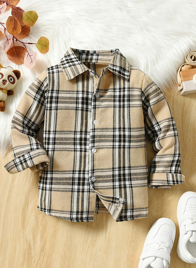 تايك تو قميص أولادي طويل الأكمام بنقشة مربعات - Image 2