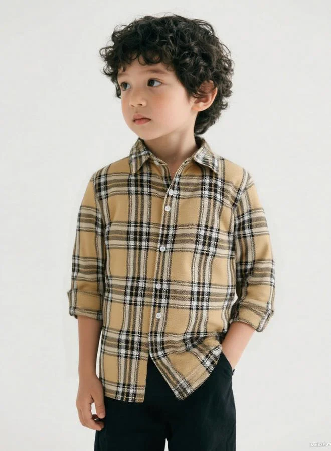 Take Two Take Two Boys Checked Button Up Long Sleeve Shirt