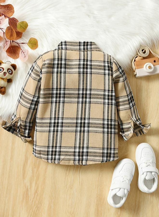 تايك تو قميص أولادي طويل الأكمام بنقشة مربعات - Image 3