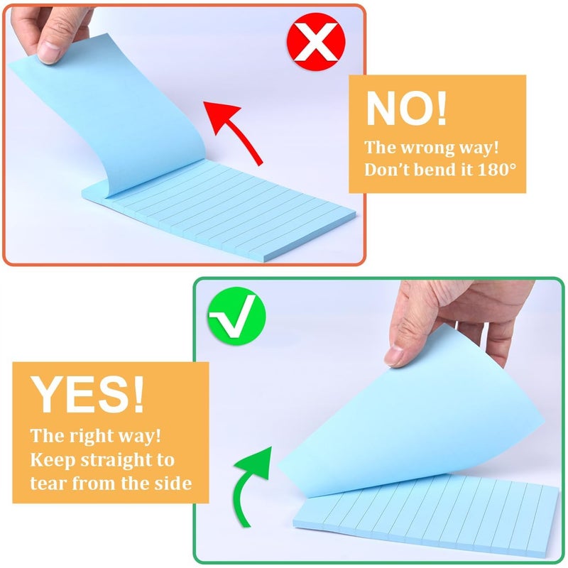 WSPER 12 Pack Lined Sticky Notes 4x6 in Bright Colors Self-Stick Note Pads with Lines, Colorful Bulk Sticky Memo Pad for School, Office, Meeting - Image 5