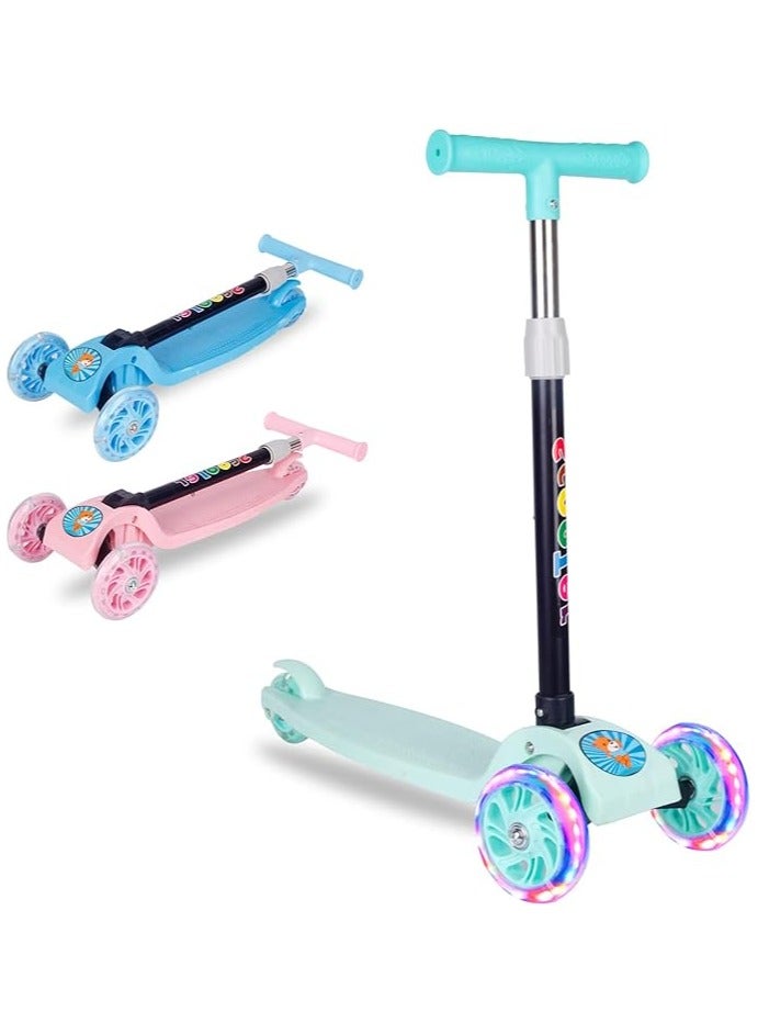 سكوتر للأطفال، سكوتر بثلاث عجلات قابلة للتعديل والطي، عجلات مضيئة LED، مناسب للأعمار من 2 إلى 8 سنوات (أخضر) - Image 1