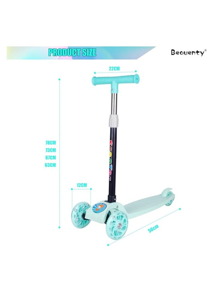 سكوتر للأطفال، سكوتر بثلاث عجلات قابلة للتعديل والطي، عجلات مضيئة LED، مناسب للأعمار من 2 إلى 8 سنوات (أخضر) - Image 2