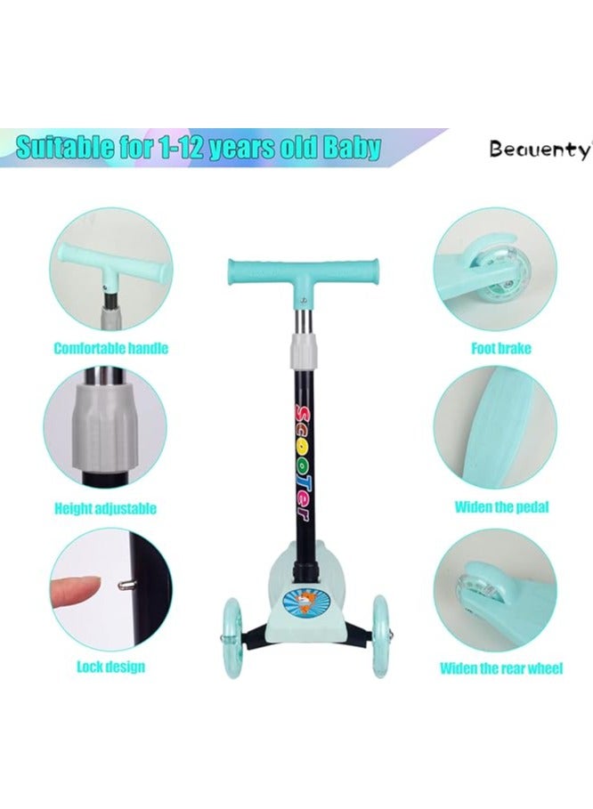 سكوتر للأطفال، سكوتر بثلاث عجلات قابلة للتعديل والطي، عجلات مضيئة LED، مناسب للأعمار من 2 إلى 8 سنوات (أخضر) - Image 4