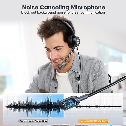 MAIRDI Phone Headset with RJ9 Jack & 3.5mm Connectors for Call Center Office Deskphone Cell Phone PC Laptop, Landline Telephone Headset with Microphone Noise Canceling for Polycom Avaya Nortel - Image 2