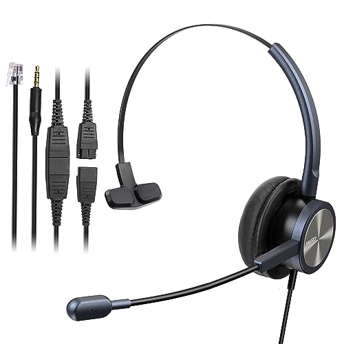 MAIRDI Phone Headset with RJ9 Jack & 3.5mm Connectors for Call Center Office Deskphone Cell Phone PC Laptop, Landline Telephone Headset with Microphone Noise Canceling for Polycom Avaya Nortel - Image 1