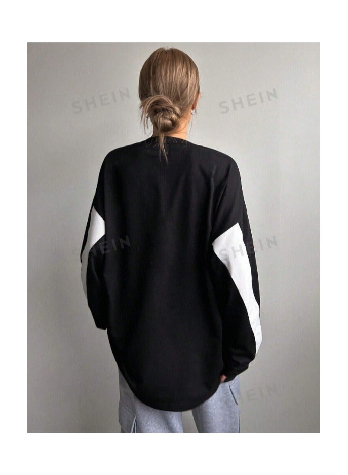 بونكا تيشيرت طويل الأكمام بأكمام راغلان وطبعة حرفية - Image 4