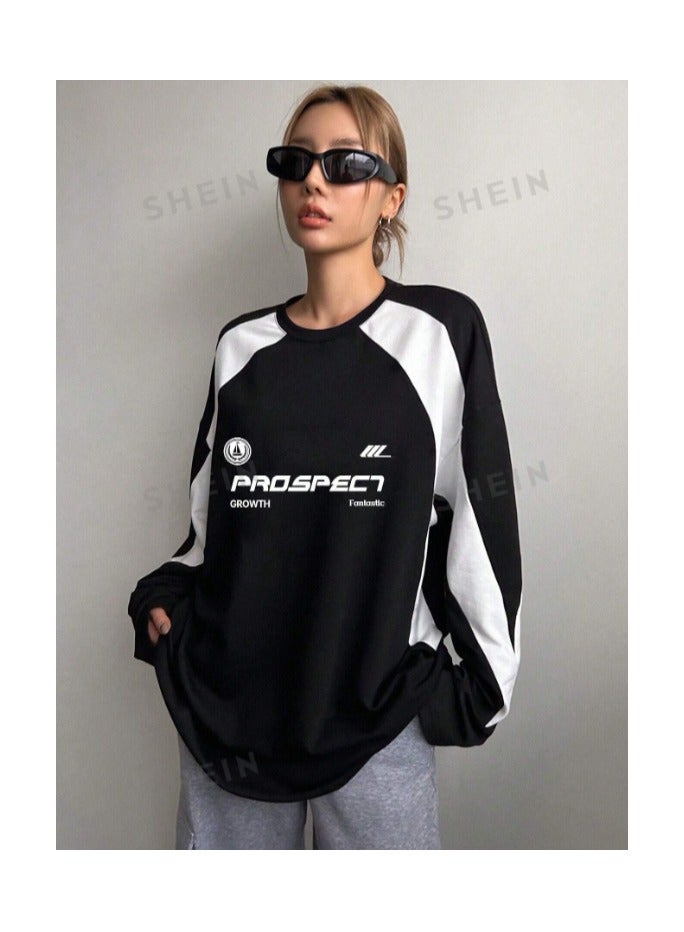 بونكا تيشيرت طويل الأكمام بأكمام راغلان وطبعة حرفية - Image 3