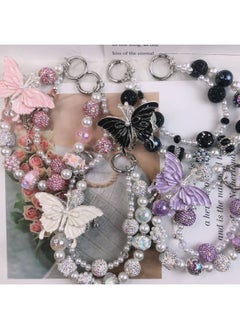 Generic Tassel Butterfly Mobile Phone Chain Heavy Industry Diamond Double-layer Mobile Phone Pendant Versatile Bag Chain Live Broadcast Hot Style-Specifications:B6-A BlAck  - Image 4