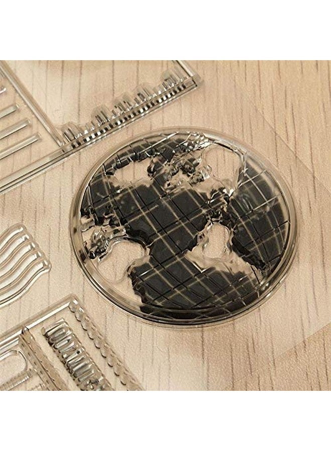 Ejoyous Clear Silicone Stamps Earth Map Travel Theme Patterns Rubber Seal Postage Stamp For Bullet Journals Card Making Decoration Scrapbooking Scrapping And Journals  - Image 4