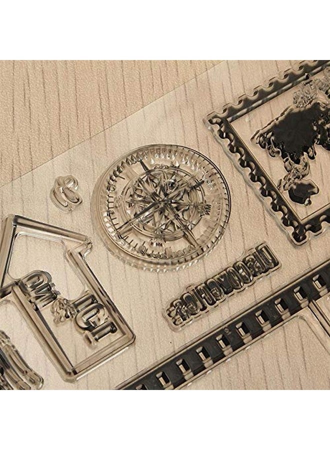 Ejoyous Clear Silicone Stamps Earth Map Travel Theme Patterns Rubber Seal Postage Stamp For Bullet Journals Card Making Decoration Scrapbooking Scrapping And Journals  - Image 5