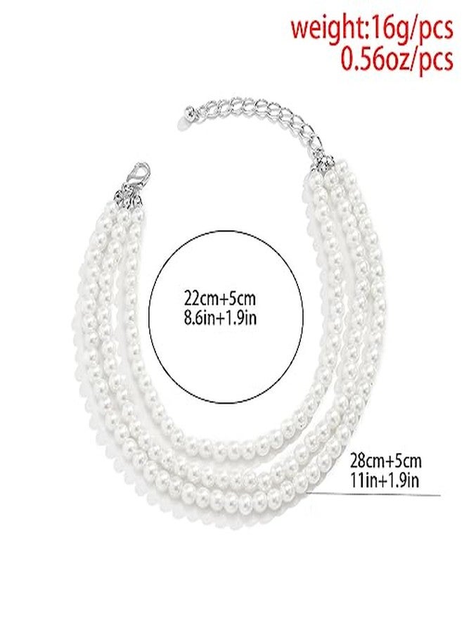 RECTYO GALLERY 1 Pair Luxury Faux Pearl Anklet for Women - Dainty Multiple Layered Stacking Shoes Boot Chain White Pearl Beaded Shoelace Accessories - Image 4