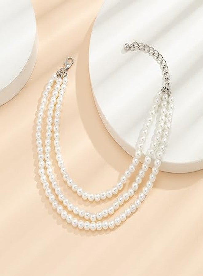 RECTYO GALLERY 1 Pair Luxury Faux Pearl Anklet for Women - Dainty Multiple Layered Stacking Shoes Boot Chain White Pearl Beaded Shoelace Accessories - Image 5
