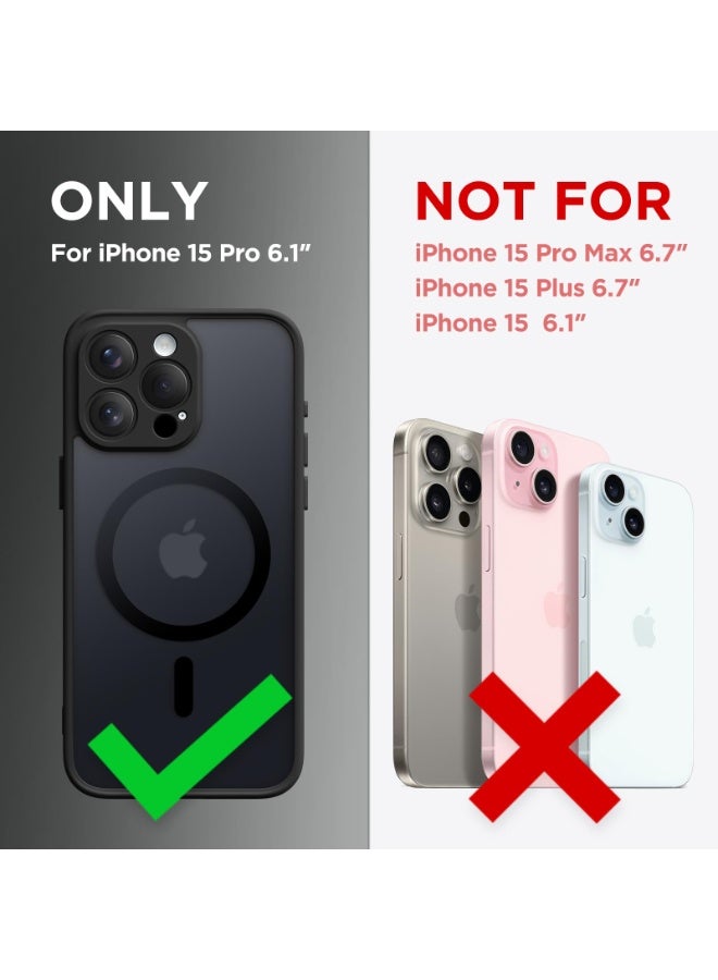 كبرارو جراب مغناطيسي لهاتف iPhone 15 Pro، [متوافق مع MagSafe] [حماية كاملة للكاميرا] جراب هاتف شفاف غير لامع رفيع مقاوم للصدمات لهاتف iPhone 15 Pro مقاس 6.1 بوصة، أسود - Image 2