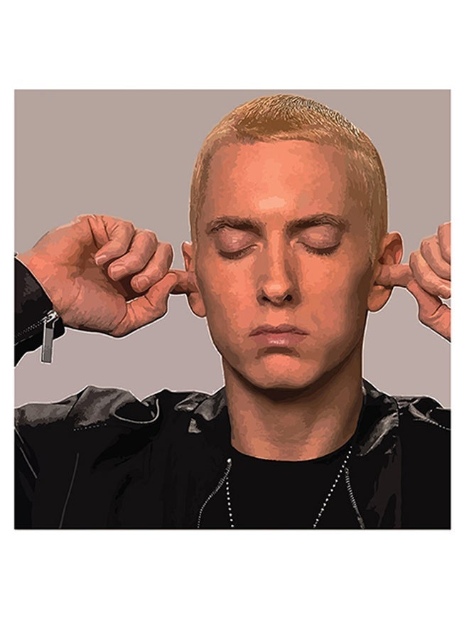 RYN Eminem  Themed Printed MDF Wall Art Black/Beige/Gold 30x30cm - Image 1