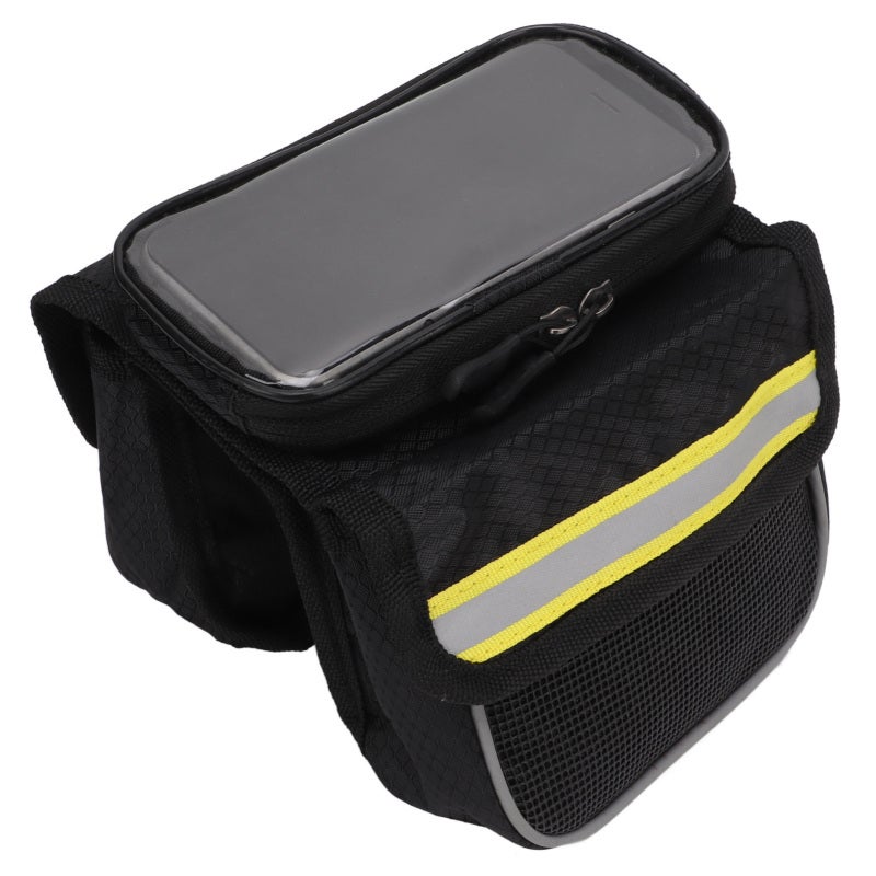DUUTI Bike Frame Bag: Shock Resistant Phone Bag 600D Nylon: TPU Touch Window Reflective Strips: Dual Zipper Phone Pouch for Mountain Biking Road Cycling - Image 1