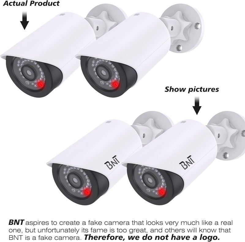 BNT Dummy Fake Camera, Surveillance Security CCTV Dome Camera, with One LED Light, Security Alarm Sticker Label (TC-W2), Security Camera Suitable for Indoor/Outdoor (2 Pack, White) - Image 3