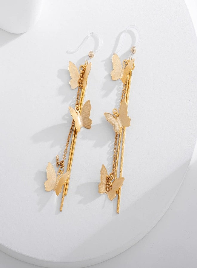 KMEOSCH Plastic Earrings,KMEOSCH Drop Dangle Butterfly Earrings on Plastic Hooks for Sensitive Ears - Image 3