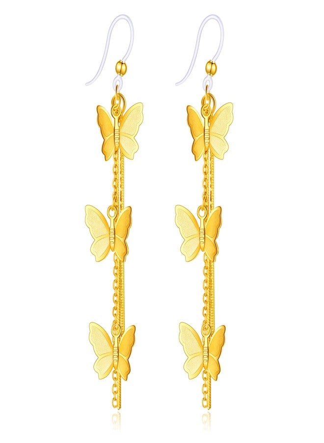 KMEOSCH Plastic Earrings,KMEOSCH Drop Dangle Butterfly Earrings on Plastic Hooks for Sensitive Ears - Image 1