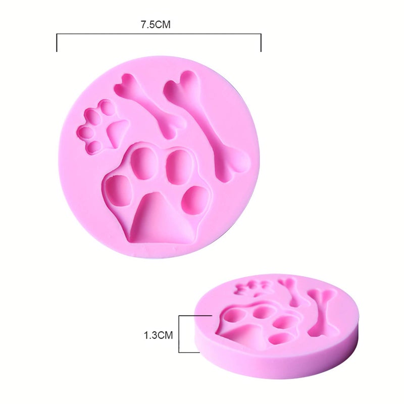 HengKe 2 Pcs Cat Paw  Dog Paw And Bone Shape Mold Food Grade Cake Molds Flexible Silicone Mold  Fondant  Candy  Icing  Biscuit Decor  Chocolate  Polymer Clay  Resin Mold  Epoxy - Image 3