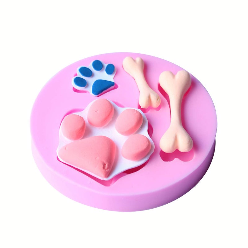 HengKe 2 Pcs Cat Paw  Dog Paw And Bone Shape Mold Food Grade Cake Molds Flexible Silicone Mold  Fondant  Candy  Icing  Biscuit Decor  Chocolate  Polymer Clay  Resin Mold  Epoxy - Image 2