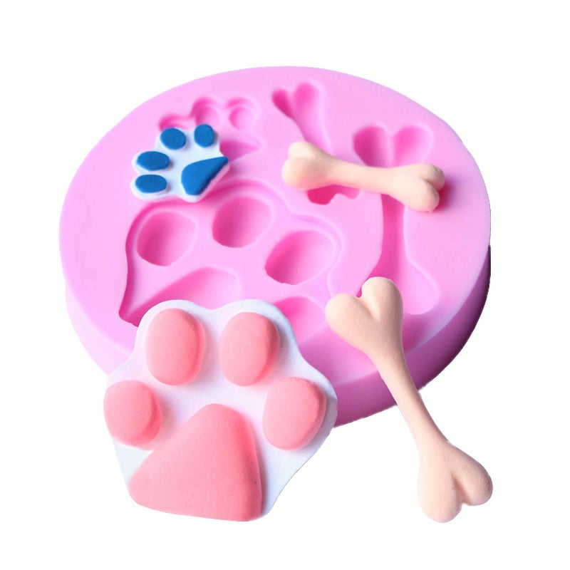 HengKe 2 Pcs Cat Paw  Dog Paw And Bone Shape Mold Food Grade Cake Molds Flexible Silicone Mold  Fondant  Candy  Icing  Biscuit Decor  Chocolate  Polymer Clay  Resin Mold  Epoxy - Image 4