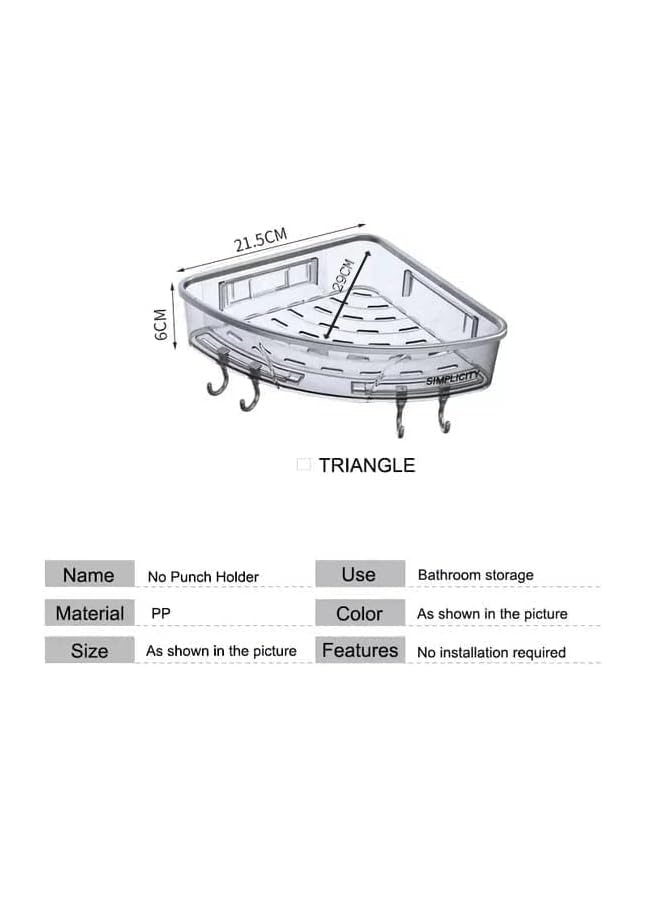 Raxoom Bathroom Organizer Corner Shower Caddy With 4 Hooks, Adhesive Plastic Wall Mounted No Drilling Rustproof Shower Shelf Organiser, Floating Shelves Rack for Kitchen, Toilet & Bathroom Storage - Image 2