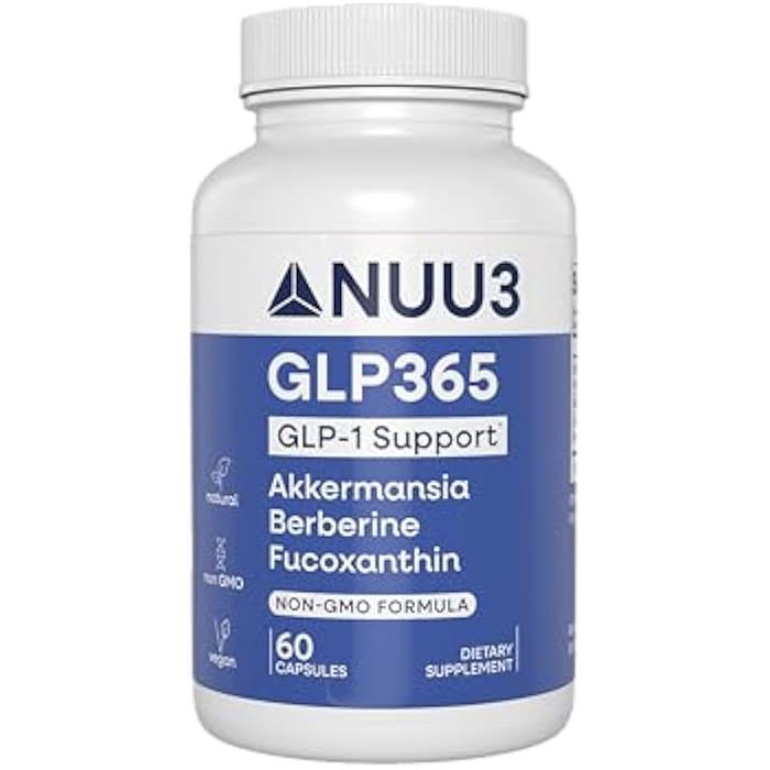 NUU3 GLP365 Natural GLP‑1 Support Supplement with Berberine, Fucoxanthin, Akkermansia for Appetite, Blood Health & Cravings Control – Non-GMO, Keto Friendly - 60 Capsules - Image 1