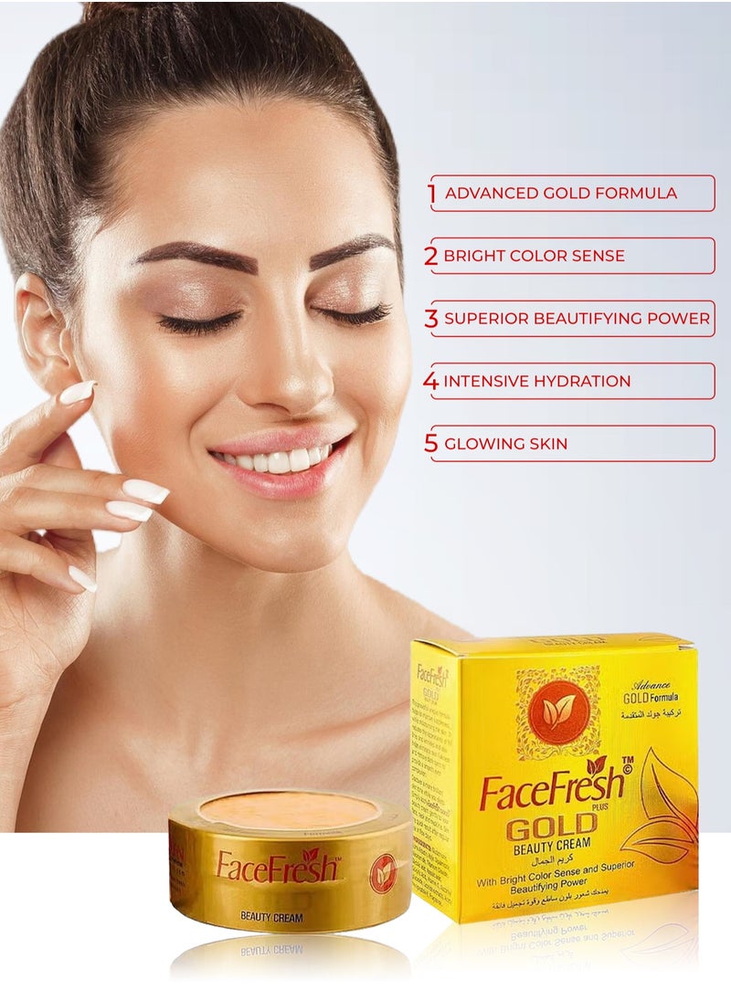 Face Fresh Gold Plus Beauty Cream  - Increases Skin Firmness, Removes Acne, Dark Spots & Wrinkles - For All Skin Types 23g 