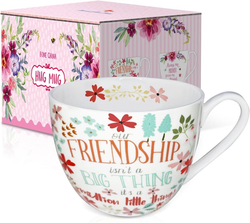MFoffice Friendship Coffee Mug, Premium 20 oz Bone China Coffee Tea Hug Mug, Perfect Birthday, Holiday, and Christmas Gift for Women and Female Friends, Designed in England by Harvest Green Studio - Image 2
