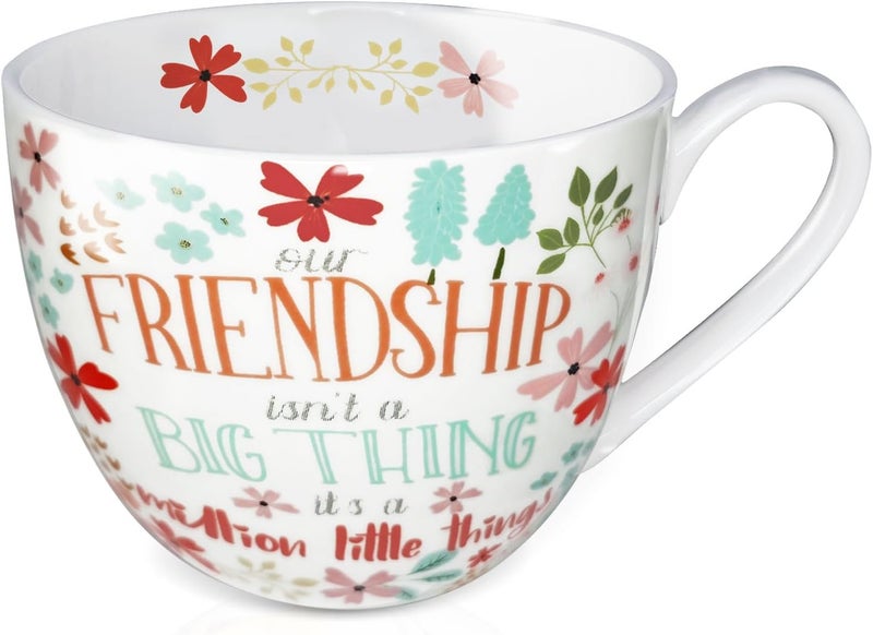 MFoffice Friendship Coffee Mug, Premium 20 oz Bone China Coffee Tea Hug Mug, Perfect Birthday, Holiday, and Christmas Gift for Women and Female Friends, Designed in England by Harvest Green Studio - Image 1