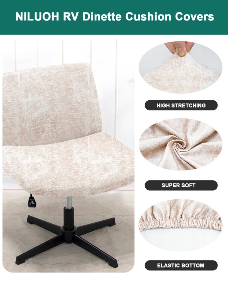 NILUOH Leather Like Criss Cross Chair Cover, Stretch Mid Back Wide Armless Accent Chair Slipcover, Exquisite Vanity Chair Cover for Dorm Home Desk Office Chair - Image 3