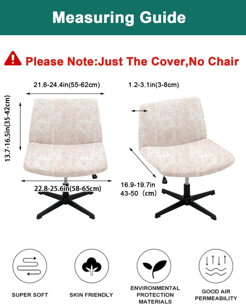 NILUOH Leather Like Criss Cross Chair Cover, Stretch Mid Back Wide Armless Accent Chair Slipcover, Exquisite Vanity Chair Cover for Dorm Home Desk Office Chair - Image 2