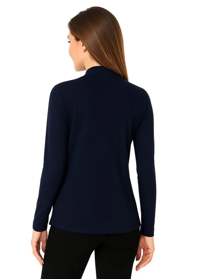 بوز جاكيت شراج قصير نسائي كحلي مفتوح من الأمام