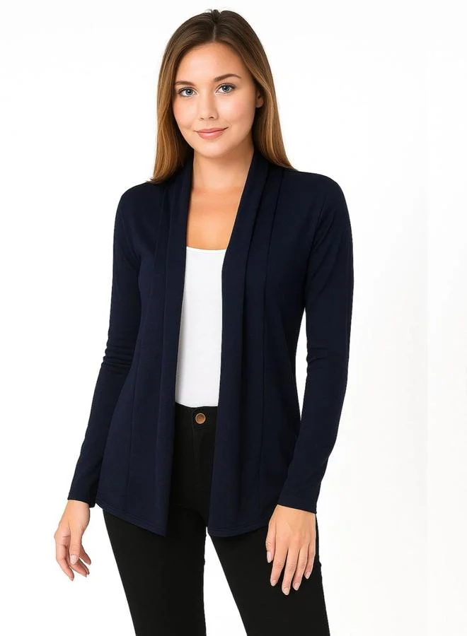 بوز جاكيت شراج قصير نسائي كحلي مفتوح من الأمام