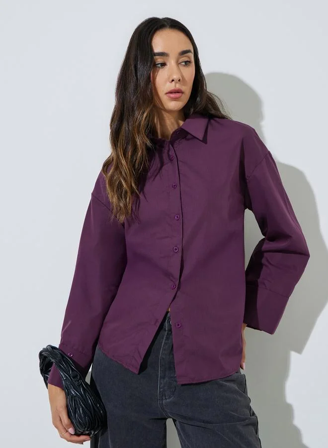 ستايلي Purple Oversized Longline Shirt