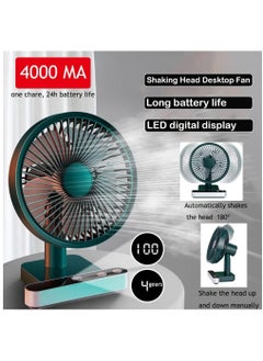 NIBEMINENT Portable Desk Fan, USB Rechargeable Battery Operated Fan with Four Speeds 24h battery life,LED Display Lower Noise,4000Mah for Home, Office, Dormitory,Desktop Table Fans  - Image 2