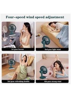 NIBEMINENT Portable Desk Fan, USB Rechargeable Battery Operated Fan with Four Speeds 24h battery life,LED Display Lower Noise,4000Mah for Home, Office, Dormitory,Desktop Table Fans  - Image 3