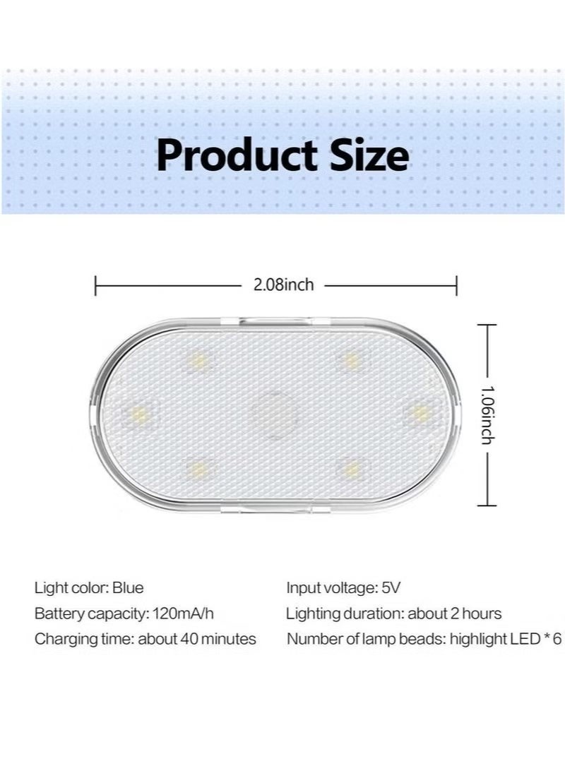 2PCS Car LED Lights, Interior Portable Small Incar LED Touch Lights with 6 Bright LED Lamp Beads, USB Rechargeable Lighting Light Car Emergency Light (Purple Light) - Image 2