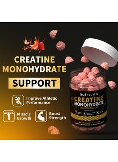 Nutravita Nutravita Creatine Monohydrate Gummies for Men & Women-5g of Creatine Monohydrate per Serving - Sugar Free,Vegan, Strawberry Flavor, 120 Count  - Image 3