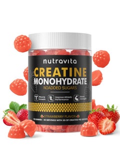 Nutravita Nutravita Creatine Monohydrate Gummies for Men & Women-5g of Creatine Monohydrate per Serving - Sugar Free,Vegan, Strawberry Flavor, 120 Count  - Image 1