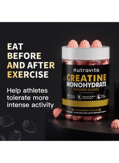 Nutravita Nutravita Creatine Monohydrate Gummies for Men & Women-5g of Creatine Monohydrate per Serving - Sugar Free,Vegan, Strawberry Flavor, 120 Count  - Image 5