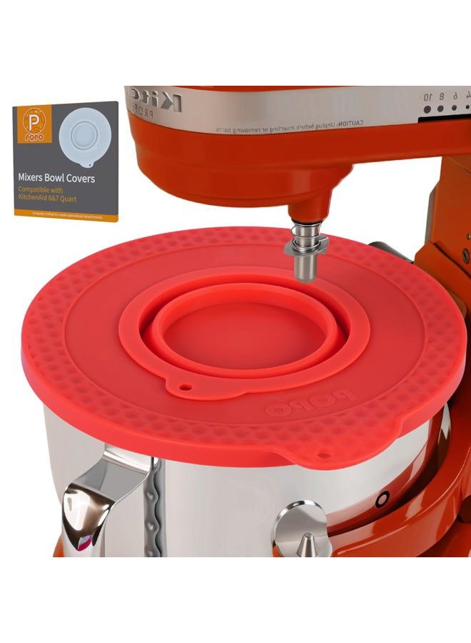 PQPO Silicone Mixer Bowl Cover Compatible with KitchenAid 6-7 Quart Bowl-Lift Stand Mixers, Mixing Bowl Lid Dustproof and Splash-Proof(Red) - Image 1
