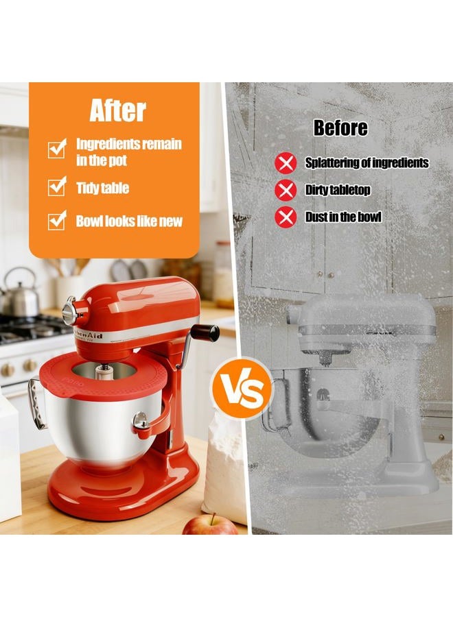 PQPO Silicone Mixer Bowl Cover Compatible with KitchenAid 6-7 Quart Bowl-Lift Stand Mixers, Mixing Bowl Lid Dustproof and Splash-Proof(Red) - Image 2
