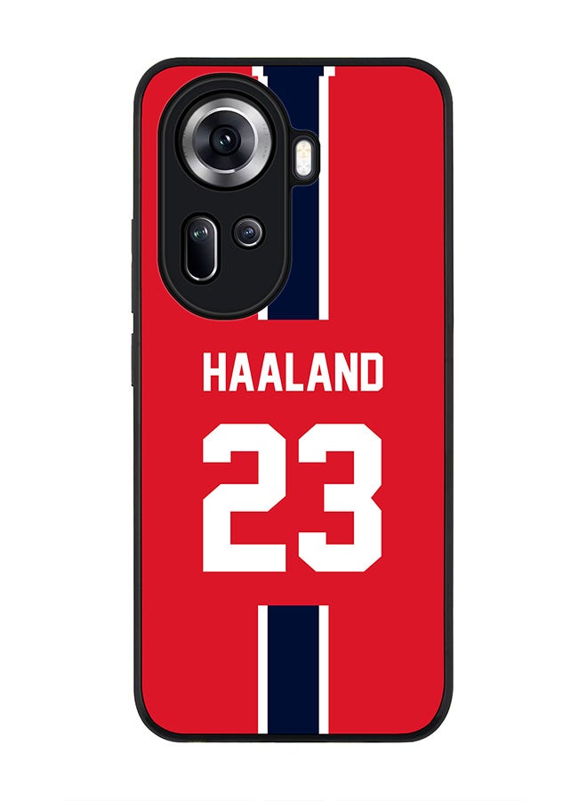 Stylizedd Rugged Black Edge Case for Oppo Reno11, Slim fit Case Flexible Anti Drop TPU Gel Thin Cover -  Football Team - Norway, Player Name - Haaland - Image 1