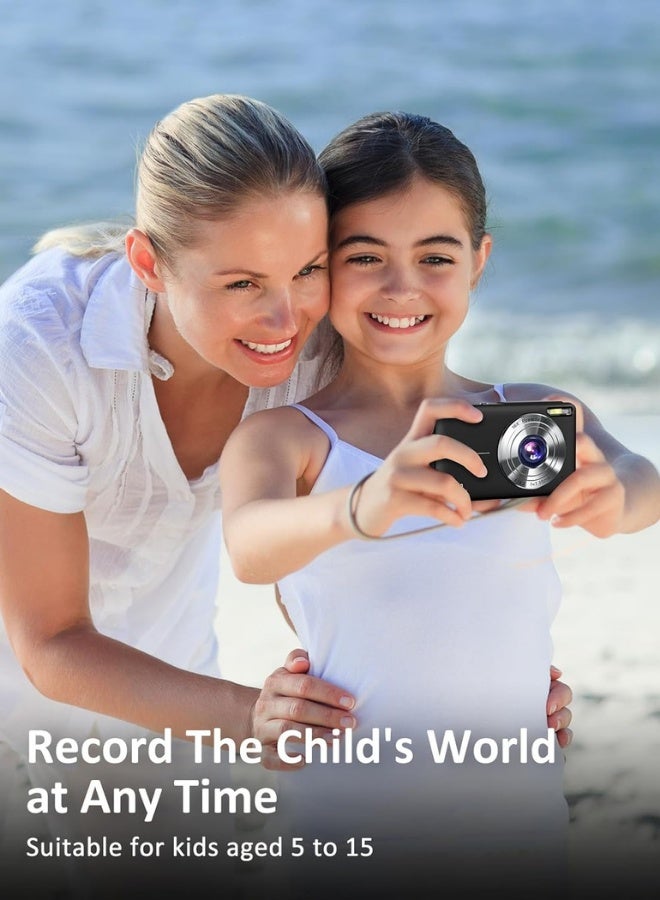 Digital Camera, FHD 1080P Kids Camera 44MP Point and Shoot Digital Cameras with 32GB SD Card, 16X Zoom, Two Batteries, Lanyard, Compact Small Camera for Kids Boys Girls, Black - Image 4