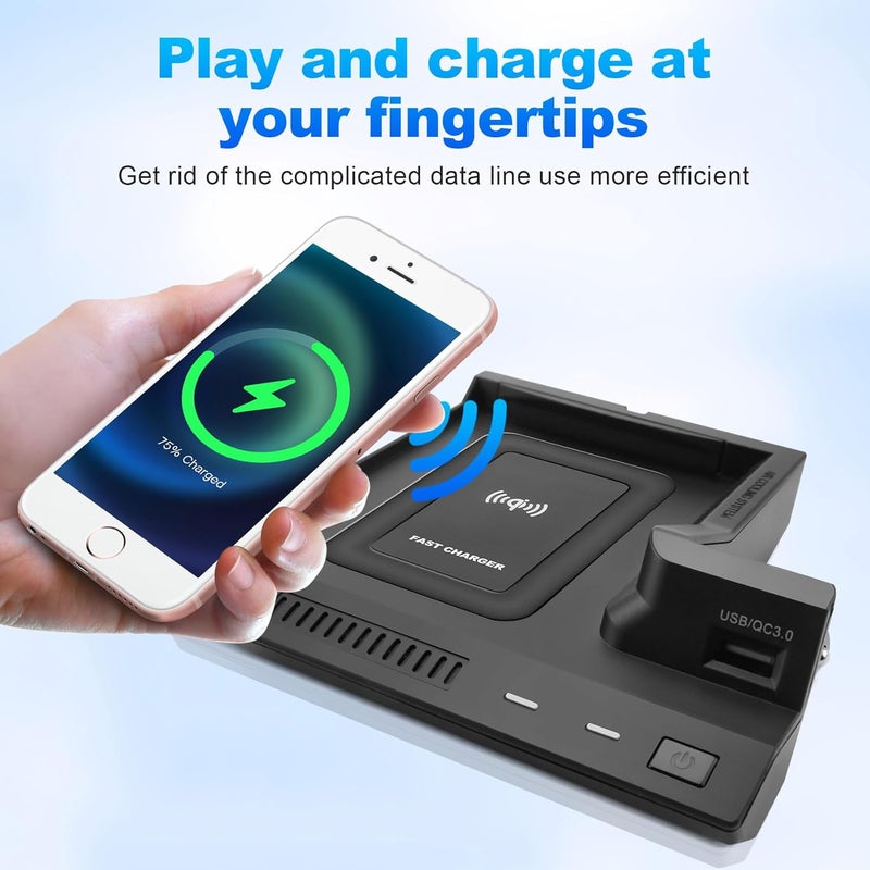 Car wireless charger mobile phone charging case suitable for 2015-2020 W205 C-class C43 C63 X253 GLC class - Image 3