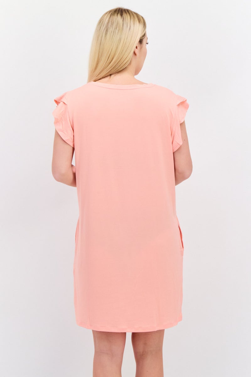 Timree Women Printed Sleepwear Dress, Pink  - Image 2